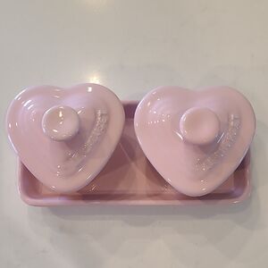 Le Creuset Pink Heart-Shaped Ceramic Dish Set